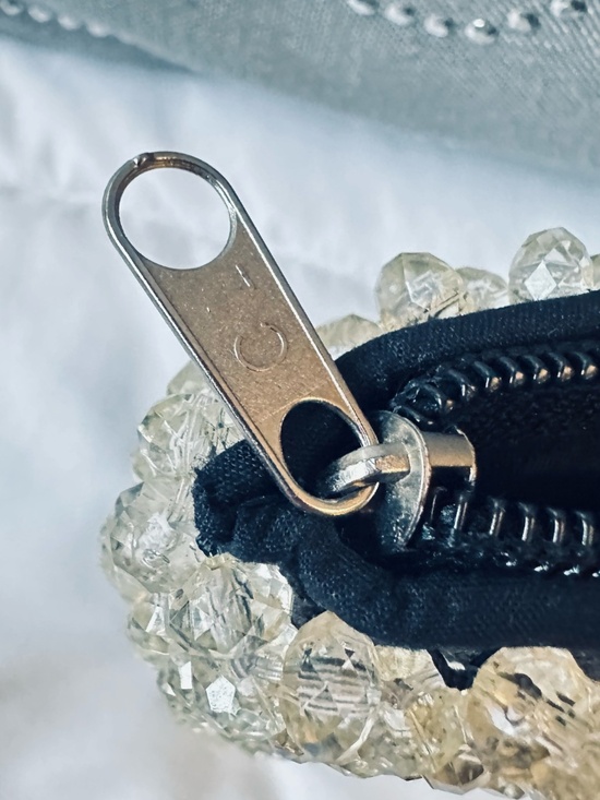 Vintage Crystal Fishnet Mesh Clutch Champagne Beaded Evening Bag Wedding Bridal - Picture 4 of 12